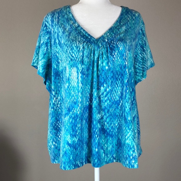 Ruby Road Tops - Ruby Road Blue V-Neck Short-sleeve T-Shirt